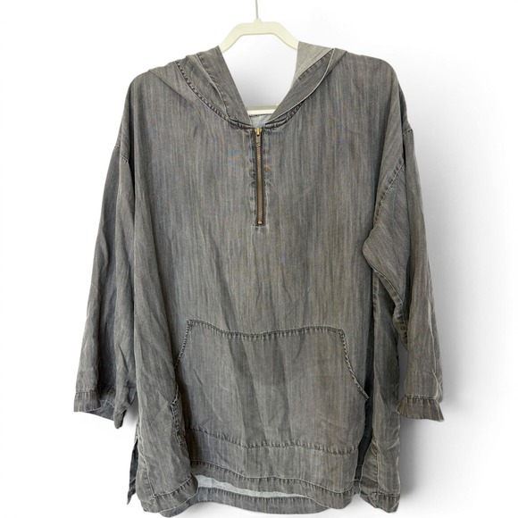 Soft Surroundings Tops - Soft Surroundings Gray Nantucket Tencil Hooded Tunic 1X Lagenlook Oversize